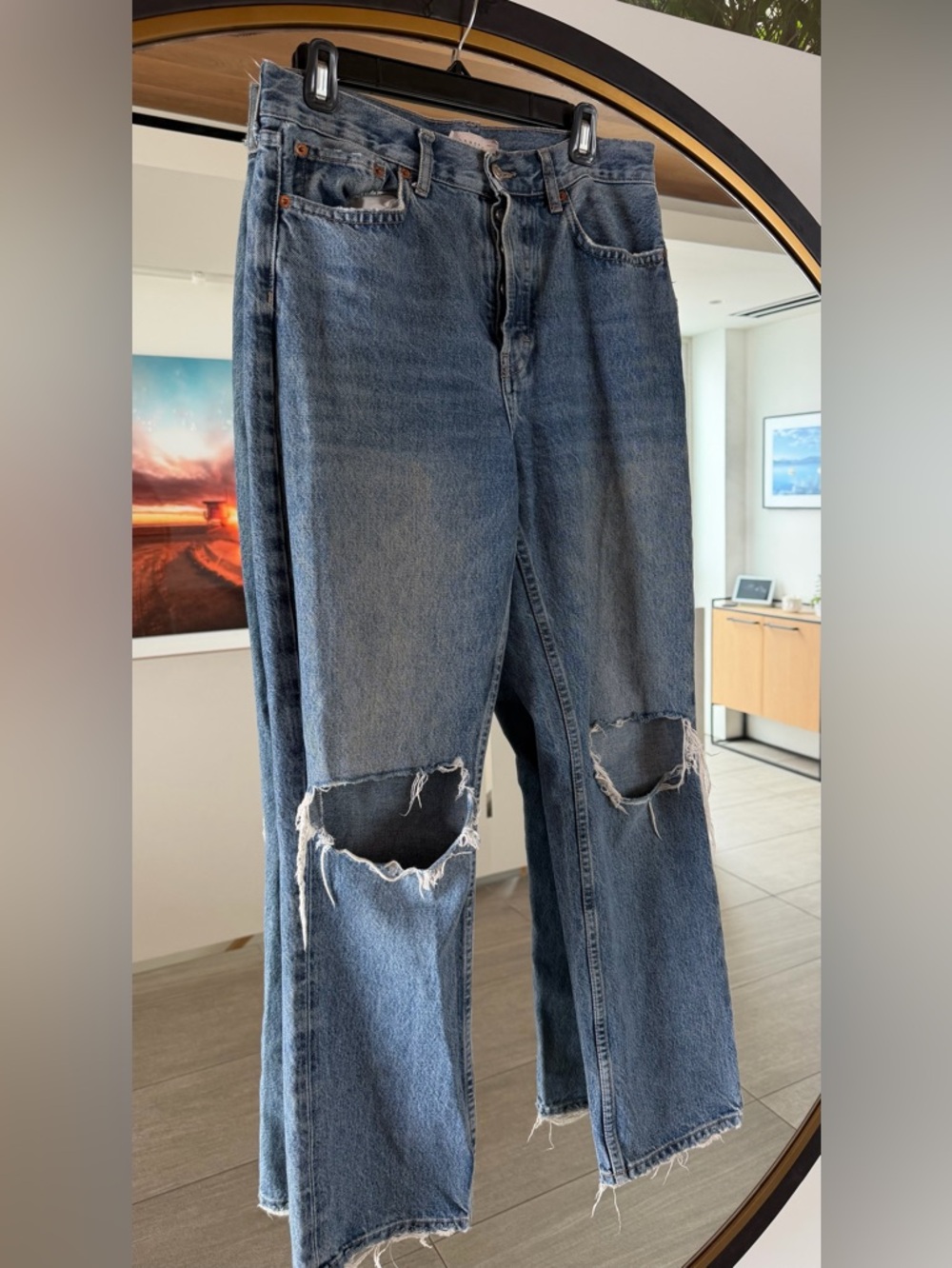 Topshop High Waisted Ripped Distressed Dad Jeans Size 28